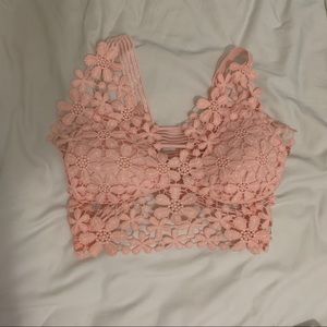 light pink floral bralette